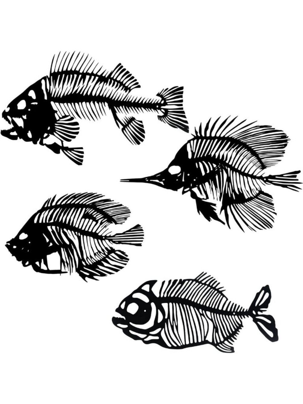 Nautical Metal Fish Wall Art Set - Rustic Black Hanging Decor for Home & Office